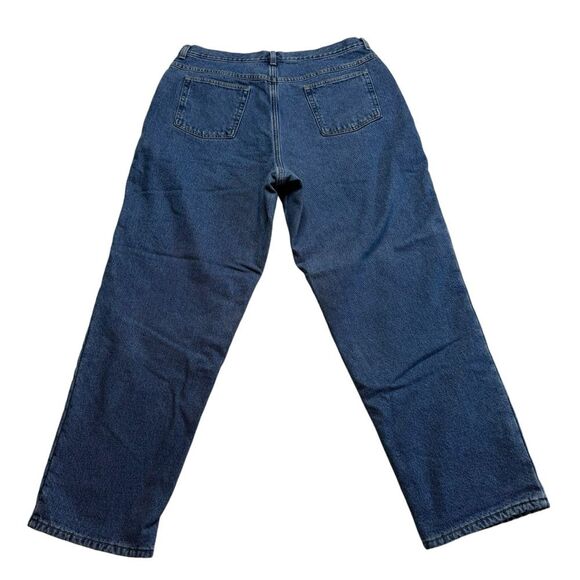 LL Bean Original Fit Relaxed Hi Rise Red Fleece Lined Blue Jeans Sz 20 M/T - Picture 4 of 15